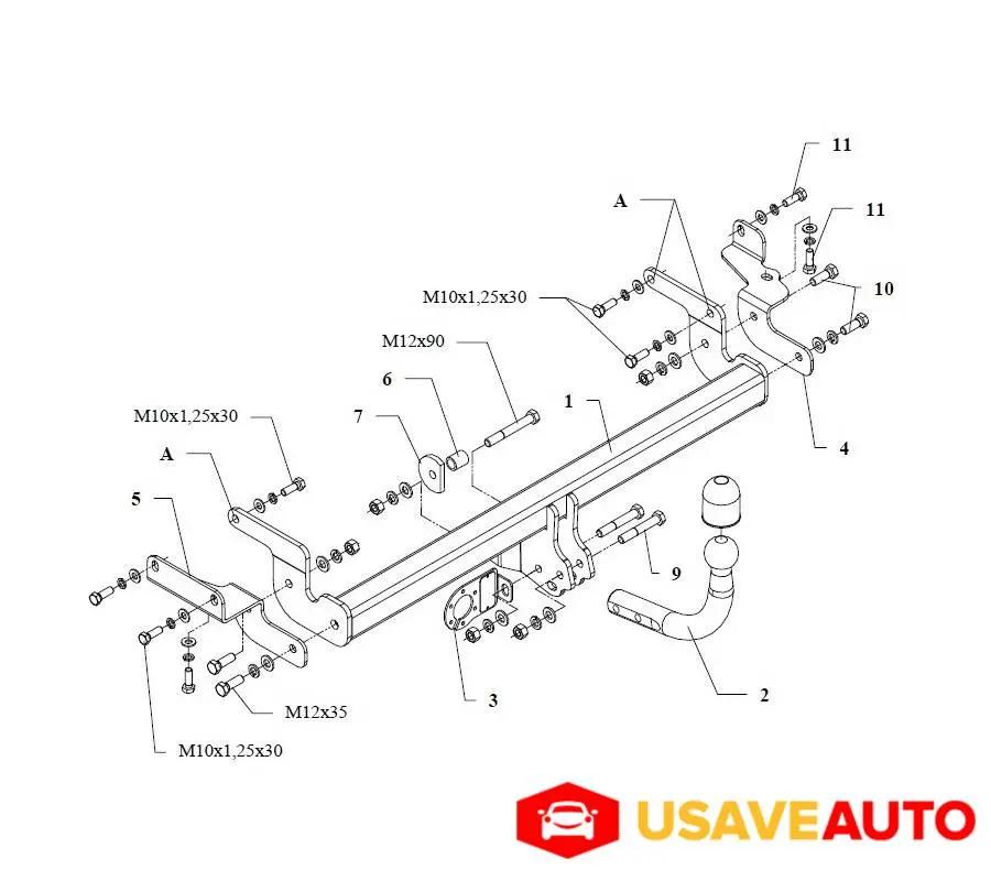 AUTO-HAK Фаркоп Mitsubishi Lancer седан 2003-2007 AUTO-HAK Фаркоп Mitsubishi Lancer седан 2003-2007